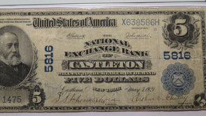 $5 1902 Castleton New York NY National Currency Bank Note Bill! Ch. #5816 PMG