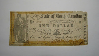 $1 1861 Raleigh North Carolina Obsolete Currency Bank Note Bill! State of NC!