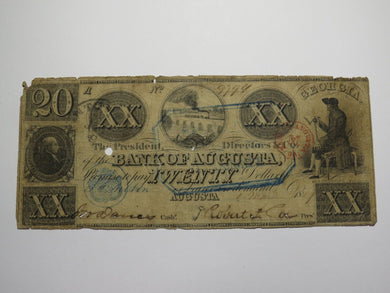 $20 1849 Augusta Georgia GA Obsolete Currency Bank Note Bill! Bank of Augusta