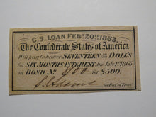 Load image into Gallery viewer, $17.50 1863 Confederate Bond Coupon Certificate Currency Bank Note Bill UNC