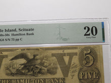 Load image into Gallery viewer, $5 1840 Scituate Rhode Island Obsolete Currency Bank Note Bill The Hamilton Bank