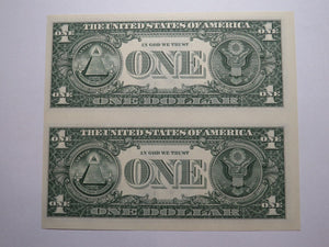 $1 2017 Uncut New York BEP Uncirculated Currency Sheet 2 Federal Reserve Notes