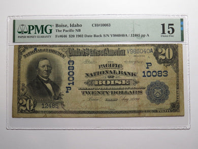 $20 1902 Boise Idaho ID National Currency Bank Note Bill Charter #10083 F15 PMG