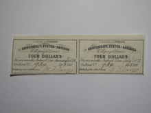 Load image into Gallery viewer, $4 1861 Confederate Bond Coupon Certificate Uncut Sheet Currency Bank Note Bill