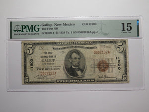 $5 1929 Gallup New Mexico NM National Currency Bank Note Bill Ch #11900 F15