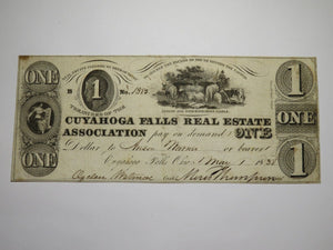 $1 1838 Cuyahoga Falls Ohio Obsolete Currency Bank Note! Real Estate Association