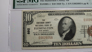 $10 1929 Flemington New Jersey NJ National Currency Bank Note Bill Ch #892 VF35