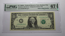 Load image into Gallery viewer, $1 1988 Radar Serial Number Federal Reserve Currency Bank Note Bill PMG UNC67EPQ
