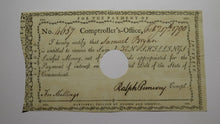 Load image into Gallery viewer, 1790 10 Shillings Connecticut Comptrollers Office Colonial Currency Note Pomeroy