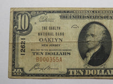 Load image into Gallery viewer, $10 1929 Oaklyn New Jersey NJ National Currency Bank Note Bill Ch. #12621 FINE
