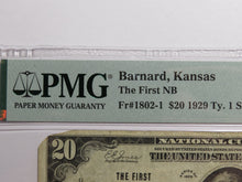 Load image into Gallery viewer, $20 1929 Barnard Kansas KS National Currency Bank Note Bill Ch #8396 VF20 PMG