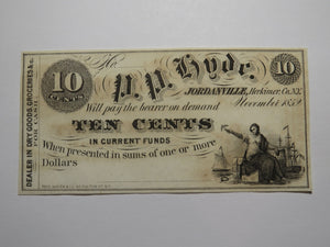 $.10 1852 Jordanville New York Obsolete Currency Bank Note Bill P.P. Hyde UNC+++