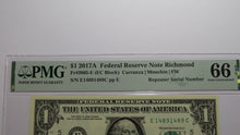 Load image into Gallery viewer, $1 2017 Repeater Serial Number Federal Reserve Currency Bank Note Bill PMG UNC66