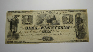$1 1835 Ann Arbor Michigan MI Obsolete Currency Bank Note Bill! Washtenaw Bank!