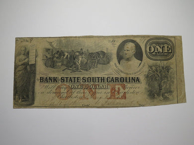$1 1861 Charleston South Carolina Obsolete Currency Bank Note Bill Low Serial #8