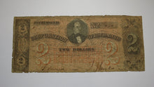 Load image into Gallery viewer, $2 1861 Richmond Virginia VA Obsolete Currency Bank Note Bill! Corporation of VA