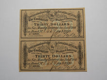Load image into Gallery viewer, $30 1864 Confederate Bond Coupon Certificate Uncut Sheet Currency Bank Note Bill