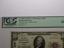 Load image into Gallery viewer, $10 1929 Lindsborg Kansas KS National Currency Bank Note Bill Ch #3589 VF30 PCGS