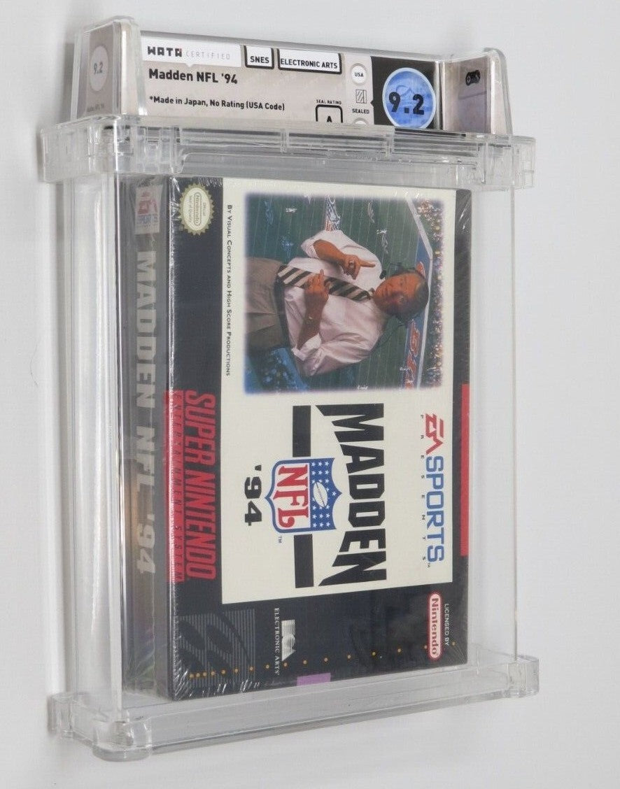 Madden '94 NFL Football Super Nintendo Factory Sealed Video Game Wata Graded 9.2