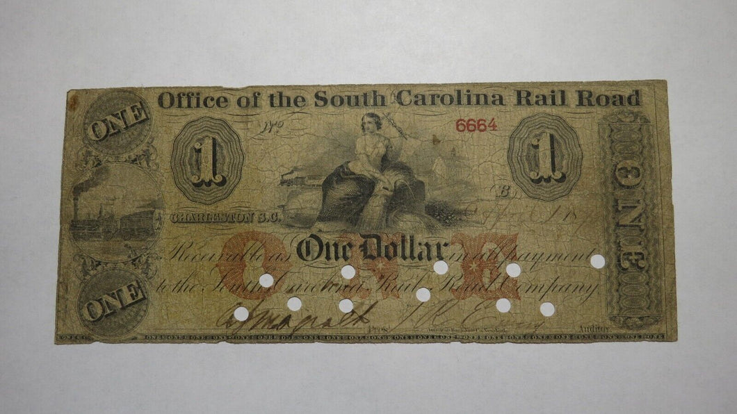 $1 1875 Charleston South Carolina SC Obsolete Currency Bank Note! Rail Road 