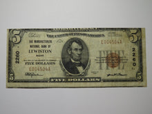 Load image into Gallery viewer, $5 1929 Lewiston Maine National Currency Bank Note Bill Charter #2260 FINE++