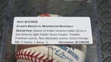 Load image into Gallery viewer, 2018 Ender Inciarte Atlanta Braves 2 RBI Triple Game Used MLB Baseball! 3B Hit!