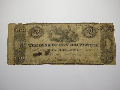 $2 1832 New Brunswick New Jersey Obsolete Currency Bank Note Bill Bank of NB