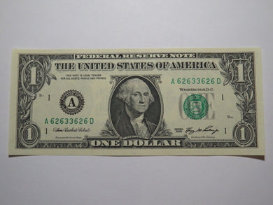 $1 2006 Radar Serial Number Federal Reserve Currency Bank Note Bill UNC 62633626