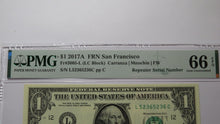 Load image into Gallery viewer, $1 2017 Repeater Serial Number Federal Reserve Currency Bank Note Bill PMG UNC66