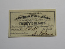 Load image into Gallery viewer, $20 1861 Confederate Bond Coupon Certificate Currency Bank Note Bill UNC