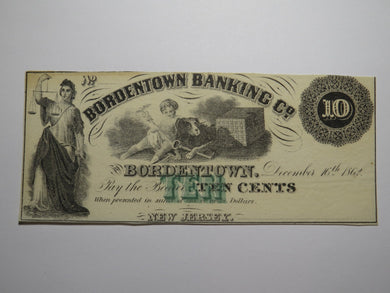 $10 1862 Bordentown New Jersey NJ Obsolete Currency Bank Note Bill Remainder
