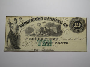 $10 1862 Bordentown New Jersey NJ Obsolete Currency Bank Note Bill Remainder