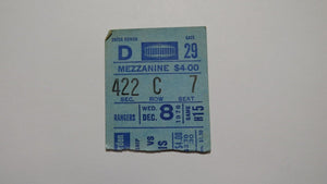 December 8, 1976 New York Rangers Vs. St. Louis Blues NHL Hockey Ticket Stub