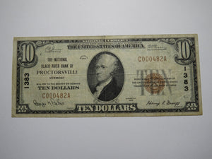 $10 1929 Proctorsville Vermont VT National Currency Bank Note Bill Ch #1383 FINE