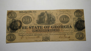 $100 1862 Milledgeville Georgia GA Obsolete Currency Bank Note Bill! State of GA