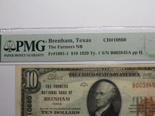 Load image into Gallery viewer, $10 1929 Brenham Texas TX National Currency Bank Note Bill Charter #10860 VF35