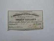 Load image into Gallery viewer, $20 1861 Confederate Bond Coupon Certificate Currency Bank Note Bill UNC