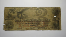 Load image into Gallery viewer, $3 1850 Boston Massachusetts MA Obsolete Currency Bank Note Bill Cochituate Bank