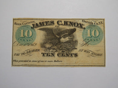 $.10 1862 Knox Corners New York NY Obsolete Currency Bank Note Bill Oneida Co.