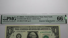 Load image into Gallery viewer, $1 2003 Repeater Serial Number Federal Reserve Currency Bank Note Bill PMG UNC66