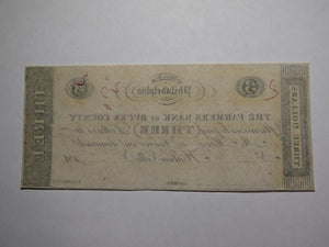 $3 18__ Hulmeville Pennsylvania Obsolete Currency Bank Note Bill Remainder UNC++