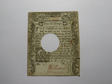 1780 10s Hartford Connecticut CT Colonial Currency Note Bill Ten Shillings RARE