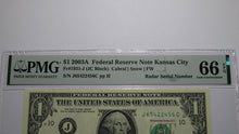 Load image into Gallery viewer, $1 2003 Radar Serial Number Federal Reserve Currency Bank Note Bill PMG UNC66EPQ