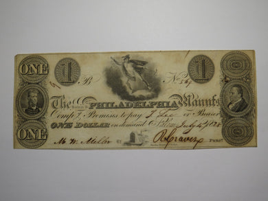 $1 1828 Salem New Jersey Obsolete Currency Bank Note Bill! Salem & Philadelphia