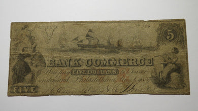 $5 1856 Philadelphia Pennsylvania PA Obsolete Currency Bank Note Bill! Commerce