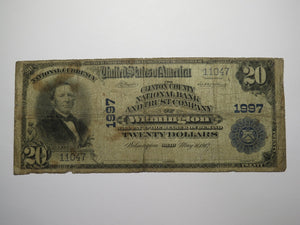 $20 1902 Wilmington Ohio OH National Currency Bank Note Bill Charter #1997 RARE