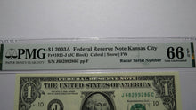 Load image into Gallery viewer, $1 2003 Radar Serial Number Federal Reserve Currency Bank Note Bill PMG UNC66EPQ