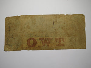 $2 1859 Cleveland Tennessee Obsolete Currency Note Bill Ocoee Bank At Knoxville