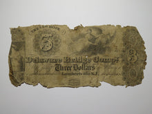 Load image into Gallery viewer, $3 1845 Lambertville New Jersey Obsolete Currency Bank Note Bill Delaware Bridge