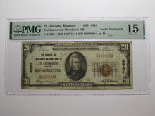 Load image into Gallery viewer, $20 1929 El Dorado Kansas KS National Currency Bank Note Bill Ch. #4981 F15 PMG